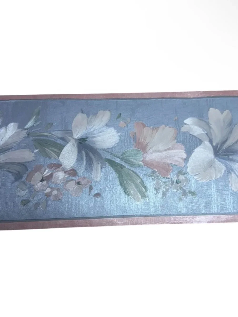 3 Rolls Vintage Wallpaper Border Textured Floral Pink Blue French Victorian NEW